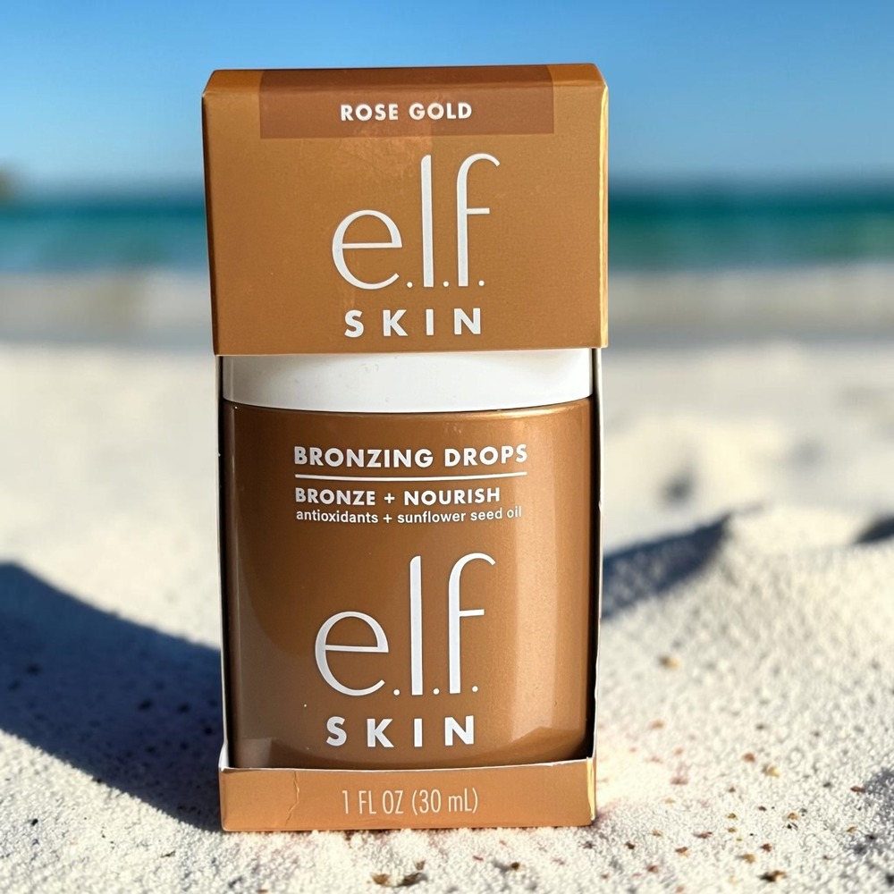 e.l.f. SKIN Bronzing Drops 1oz Rose Gold Lightweight Buildable Serum Beachy Glow